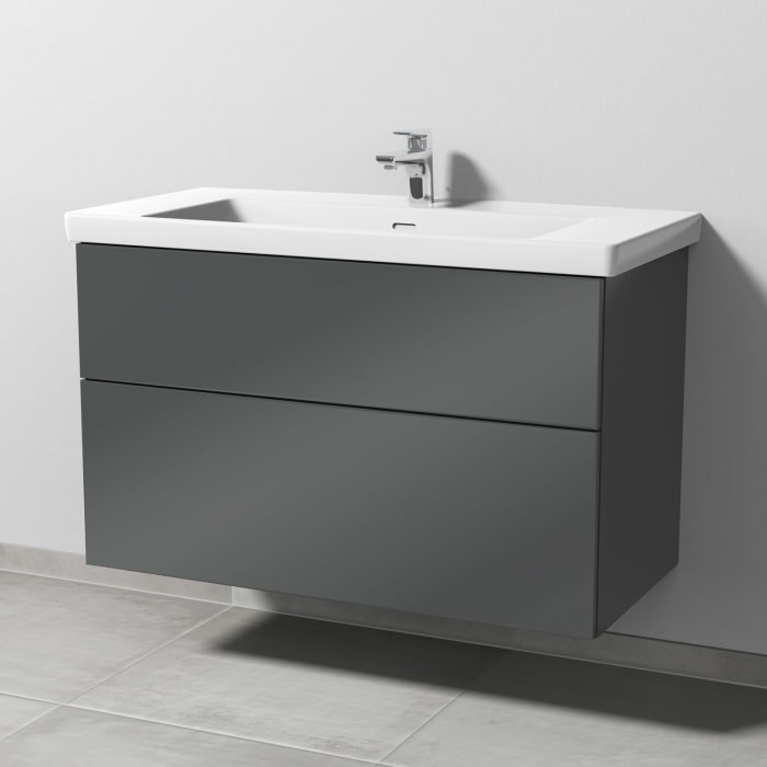 Sanipa 3way Keramikwaschtisch Subway 3.0 mit Waschtischunterschrank 100 x 47 cm, mit 2 Auszügen