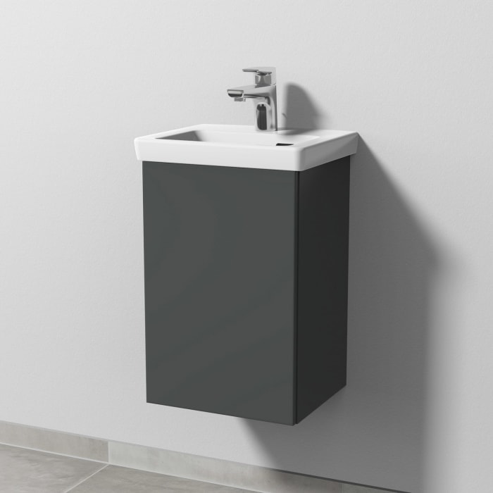 Sanipa 3way Keramikwaschtisch Subway 3.0 mit Waschtischunterschrank 37 x 30,5 cm, Türanschlag links