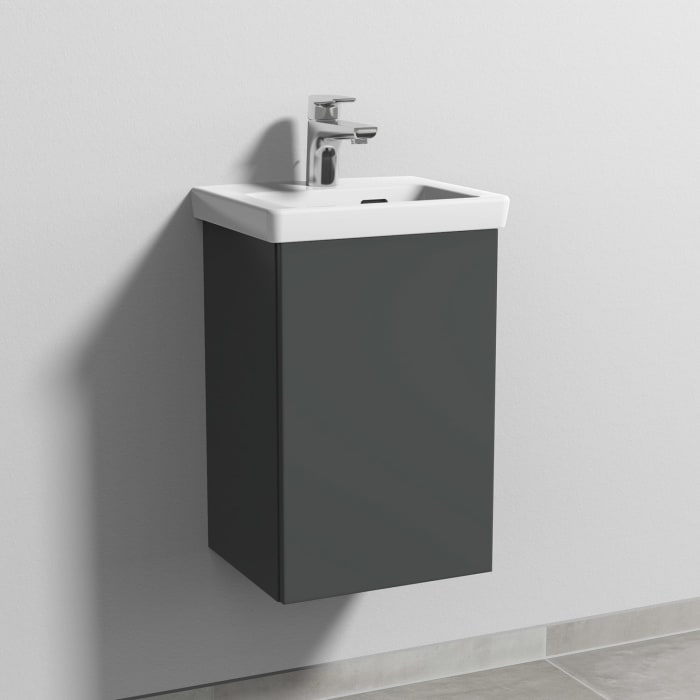 Sanipa 3way Keramikwaschtisch Subway 3.0 mit Waschtischunterschrank 37 x 30,5 cm, Türanschlag rechts