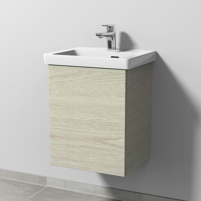 Sanipa 3way Keramikwaschtisch Subway 3.0 mit Waschtischunterschrank 45 x 37 cm, Türanschlag links