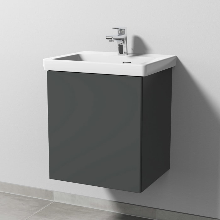 Sanipa 3way Keramikwaschtisch Subway 3.0 mit Waschtischunterschrank 50 x 40 cm, Türanschlag links