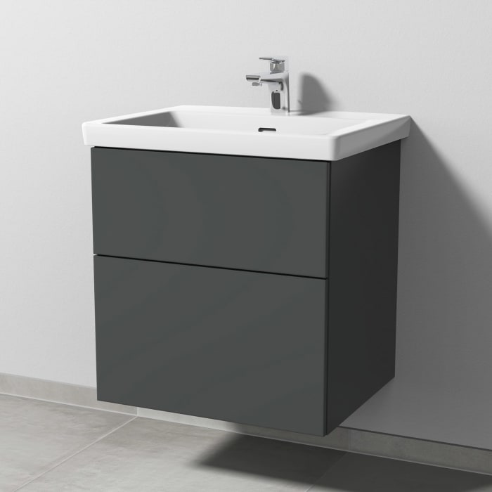 Sanipa 3way Keramikwaschtisch Subway 3.0 mit Waschtischunterschrank 60 x 47 cm, mit 2 Auszügen