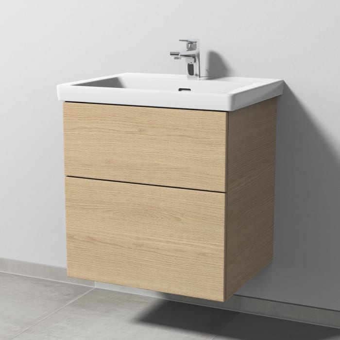 Sanipa 3way Keramikwaschtisch Subway 3.0 mit Waschtischunterschrank 60 x 47 cm, mit 2 Auszügen