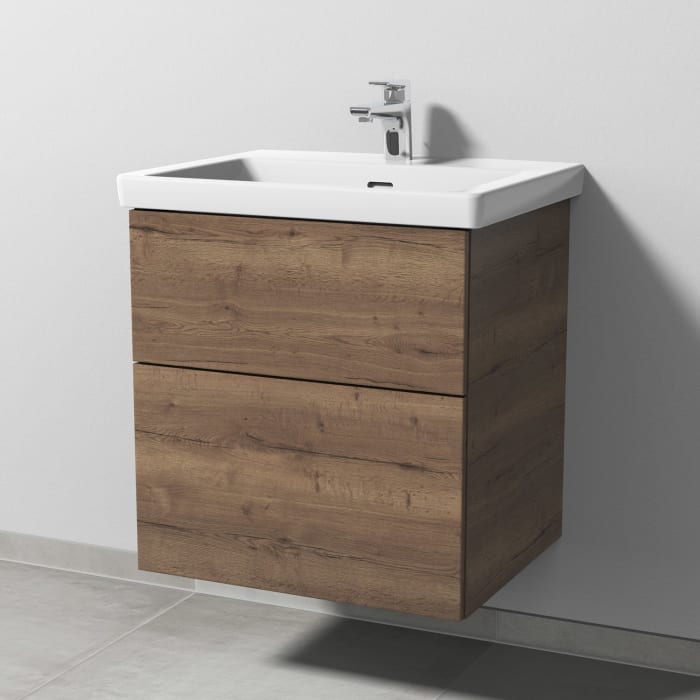 Sanipa 3way Keramikwaschtisch Subway 3.0 mit Waschtischunterschrank 60 x 47 cm, mit 2 Auszügen