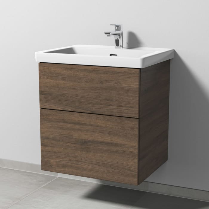 Sanipa 3way Keramikwaschtisch Subway 3.0 mit Waschtischunterschrank 60 x 47 cm, mit 2 Auszügen