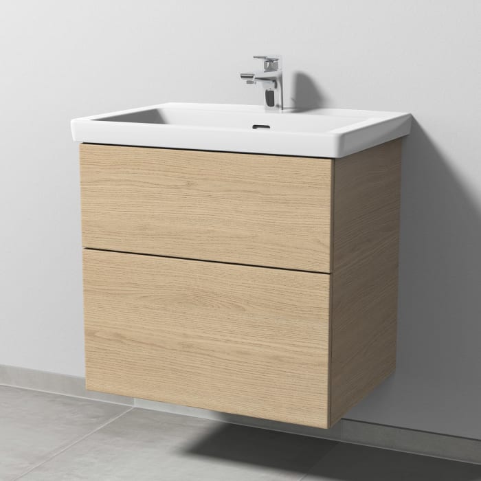 Sanipa 3way Keramikwaschtisch Subway 3.0 mit Waschtischunterschrank 65 x 47 cm, mit 2 Auszügen