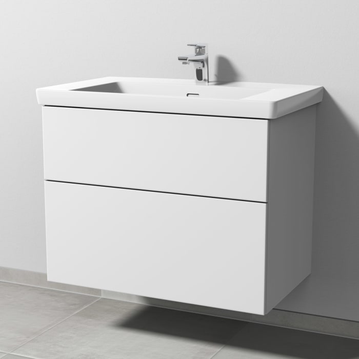 Sanipa 3way Keramikwaschtisch Subway 3.0 mit Waschtischunterschrank 80 x 47 cm, mit 2 Auszügen