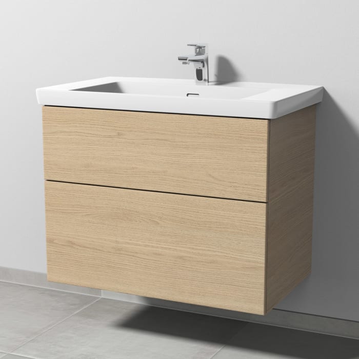 Sanipa 3way Keramikwaschtisch Subway 3.0 mit Waschtischunterschrank 80 x 47 cm, mit 2 Auszügen