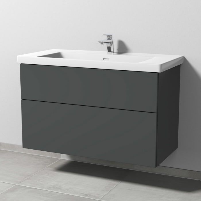 Sanipa 3way Keramikwaschtisch Subway 3.0 mit Waschtischunterschrank 100 x 47 cm, mit 2 Auszügen