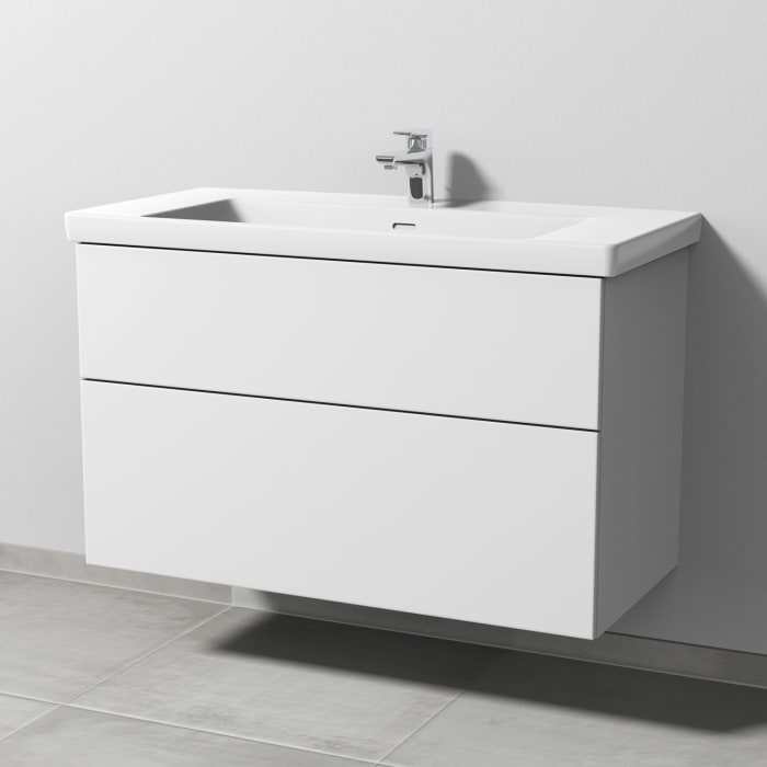 Sanipa 3way Keramikwaschtisch Subway 3.0 mit Waschtischunterschrank 100 x 47 cm, mit 2 Auszügen