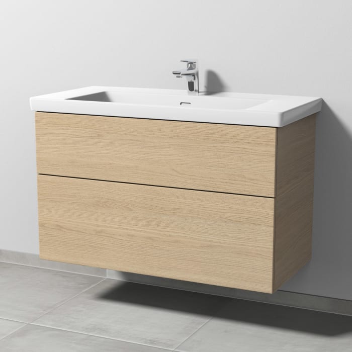 Sanipa 3way Keramikwaschtisch Subway 3.0 mit Waschtischunterschrank 100 x 47 cm, mit 2 Auszügen