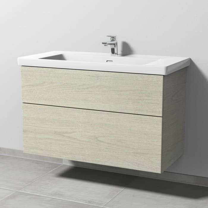 Sanipa 3way Keramikwaschtisch Subway 3.0 mit Waschtischunterschrank 100 x 47 cm, mit 2 Auszügen