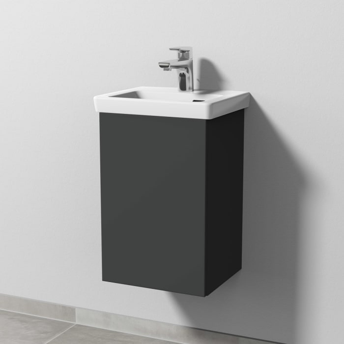 Sanipa 3way Keramikwaschtisch Subway 3.0 mit Waschtischunterschrank 37 x 30,5 cm, Türanschlag links