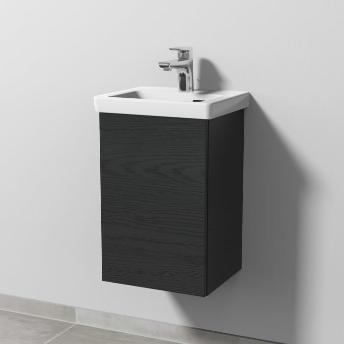 Sanipa 3way Keramikwaschtisch Subway 3.0 mit Waschtischunterschrank 37 x 30,5 cm, Türanschlag links