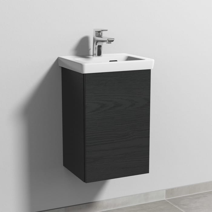 Sanipa 3way Keramikwaschtisch Subway 3.0 mit Waschtischunterschrank 37 x 30,5 cm, Türanschlag rechts