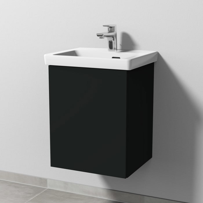 Sanipa 3way Keramikwaschtisch Subway 3.0 mit Waschtischunterschrank 45 x 37 cm, Türanschlag links