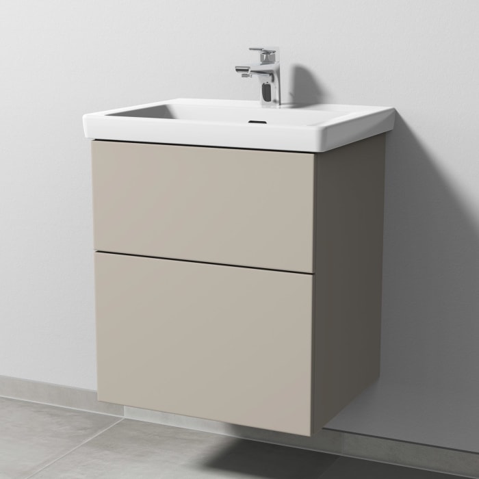 Sanipa 3way Keramikwaschtisch Subway 3.0 mit Waschtischunterschrank 55 x 44 cm, mit 2 Auszügen