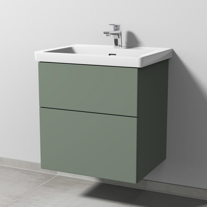 Sanipa 3way Keramikwaschtisch Subway 3.0 mit Waschtischunterschrank 60 x 47 cm, mit 2 Auszügen