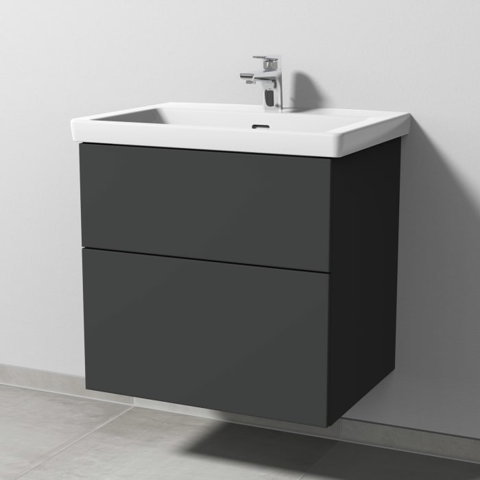 Sanipa 3way Keramikwaschtisch Subway 3.0 mit Waschtischunterschrank 65 x 47 cm, mit 2 Auszügen