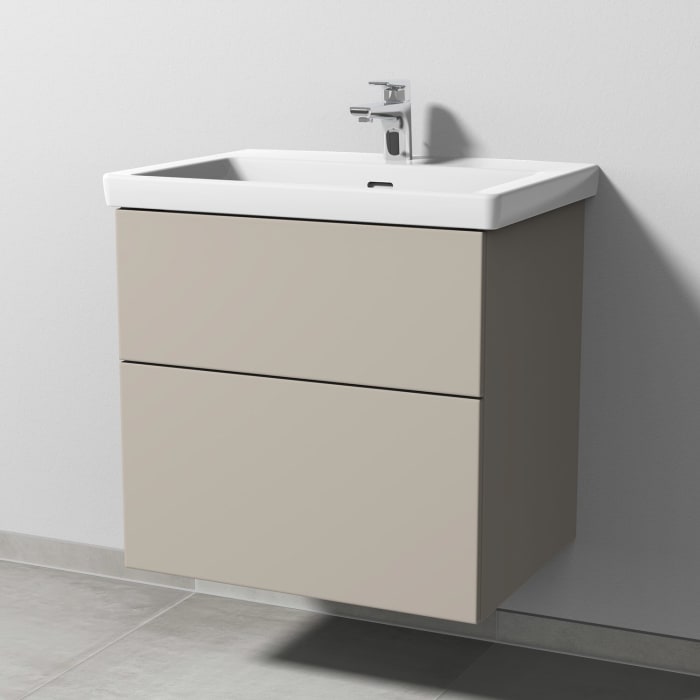 Sanipa 3way Keramikwaschtisch Subway 3.0 mit Waschtischunterschrank 65 x 47 cm, mit 2 Auszügen