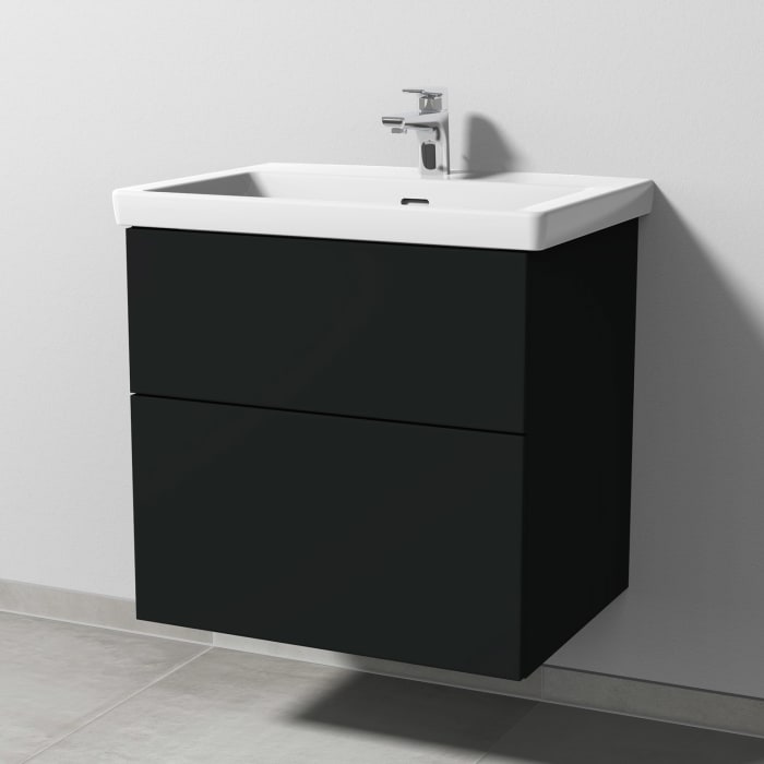 Sanipa 3way Keramikwaschtisch Subway 3.0 mit Waschtischunterschrank 65 x 47 cm, mit 2 Auszügen