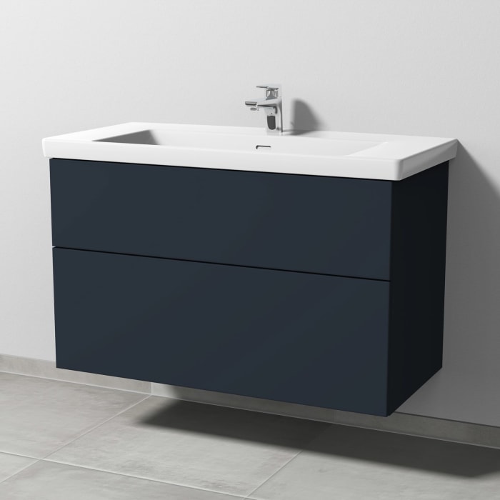 Sanipa 3way Keramikwaschtisch Subway 3.0 mit Waschtischunterschrank 100 x 47 cm, mit 2 Auszügen