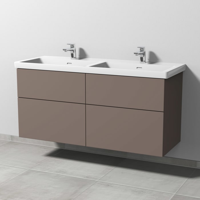 Sanipa 3way Keramik Doppelwaschtisch Subway 3.0 mit Waschtischunterschrank 130 x 47,5 cm, mit 4 Auszügen