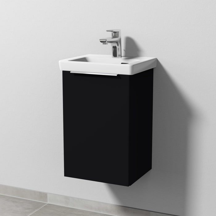 Sanipa 3way Keramikwaschtisch Subway 3.0 mit Waschtischunterschrank 37 x 30,5 cm, Türanschlag links