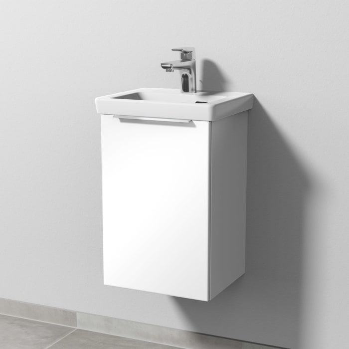 Sanipa 3way Keramikwaschtisch Subway 3.0 mit Waschtischunterschrank 37 x 30,5 cm, Türanschlag links