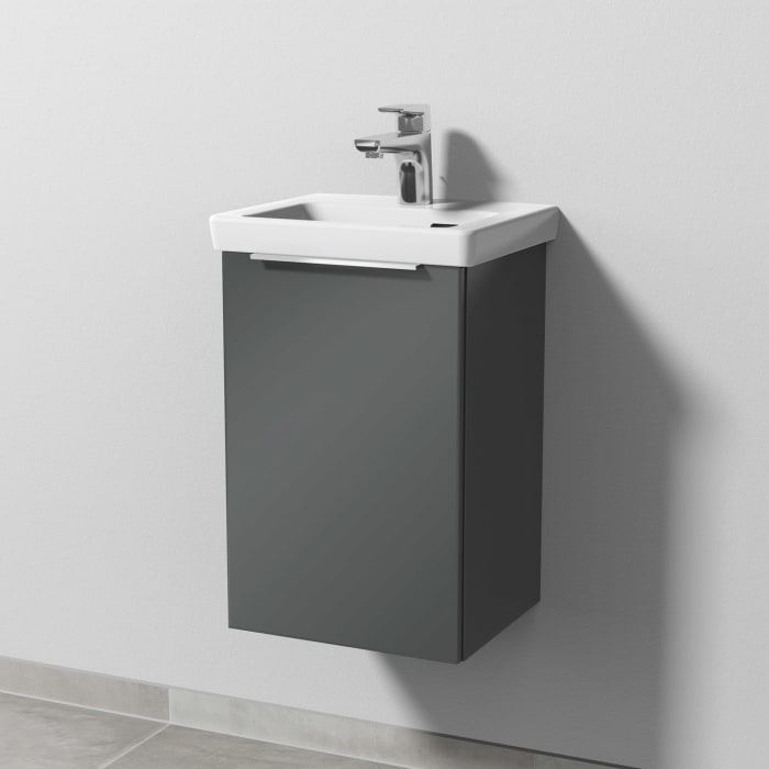 Sanipa 3way Keramikwaschtisch Subway 3.0 mit Waschtischunterschrank 37 x 30,5 cm, Türanschlag links