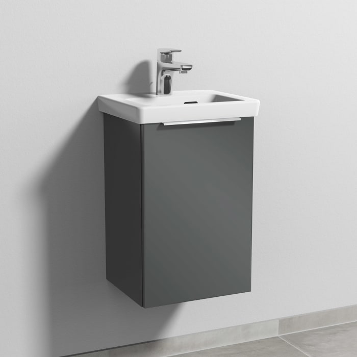 Sanipa 3way Keramikwaschtisch Subway 3.0 mit Waschtischunterschrank 37 x 30,5 cm, Türanschlag rechts