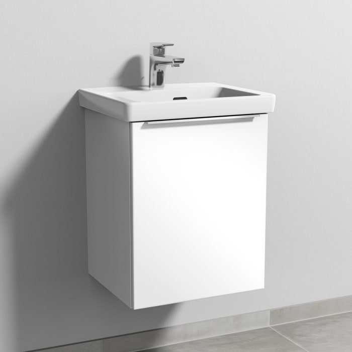 Sanipa 3way Keramikwaschtisch Subway 3.0 mit Waschtischunterschrank 45 x 37 cm, Türanschlag rechts