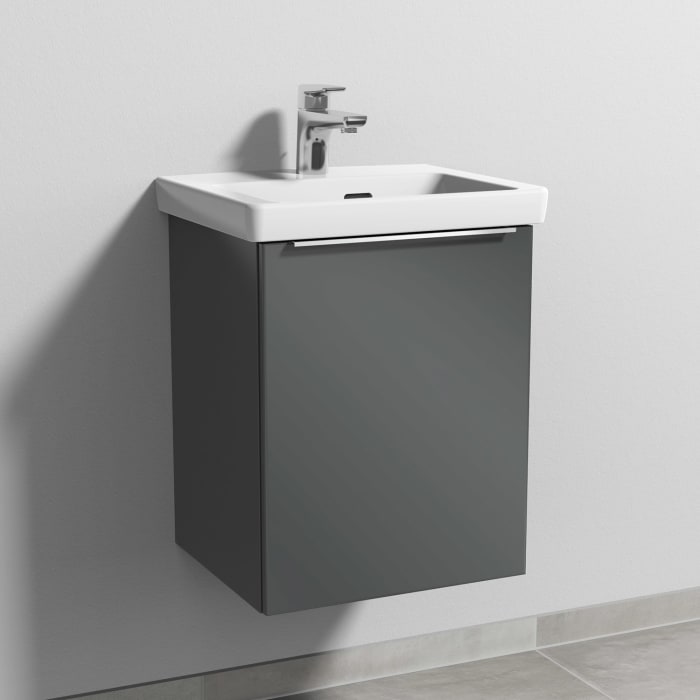 Sanipa 3way Keramikwaschtisch Subway 3.0 mit Waschtischunterschrank 45 x 37 cm, Türanschlag rechts