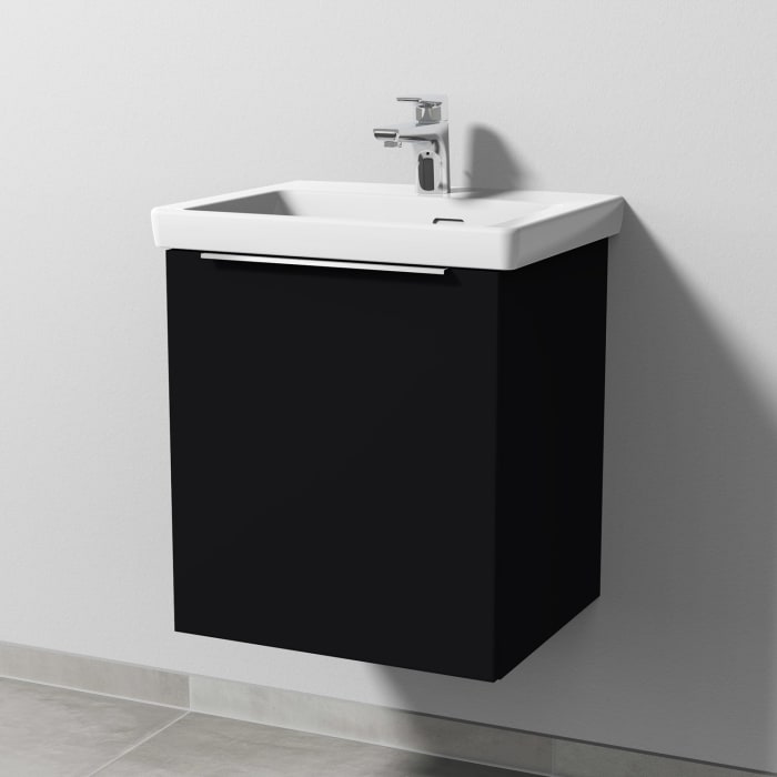 Sanipa 3way Keramikwaschtisch Subway 3.0 mit Waschtischunterschrank 50 x 40 cm, Türanschlag links