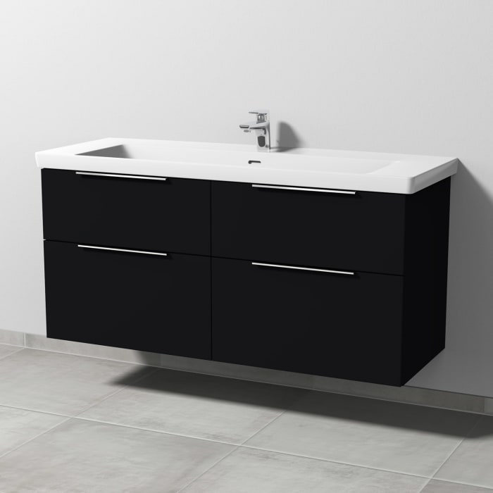 Sanipa 3way Keramikwaschtisch Subway 3.0 mit Waschtischunterschrank 130 x 47 cm, mit 4 Auszügen