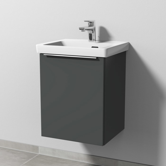 Sanipa 3way Keramikwaschtisch Subway 3.0 mit Waschtischunterschrank 45 x 37 cm, Türanschlag links