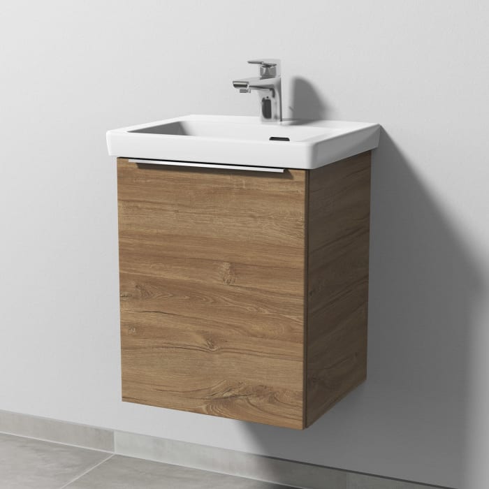 Sanipa 3way Keramikwaschtisch Subway 3.0 mit Waschtischunterschrank 45 x 37 cm, Türanschlag links