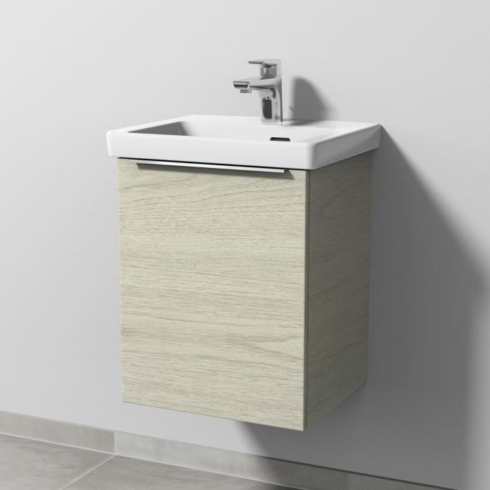 Sanipa 3way Keramikwaschtisch Subway 3.0 mit Waschtischunterschrank 45 x 37 cm, Türanschlag links