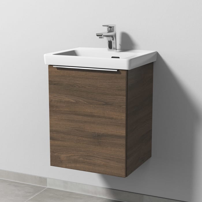 Sanipa 3way Keramikwaschtisch Subway 3.0 mit Waschtischunterschrank 45 x 37 cm, Türanschlag links