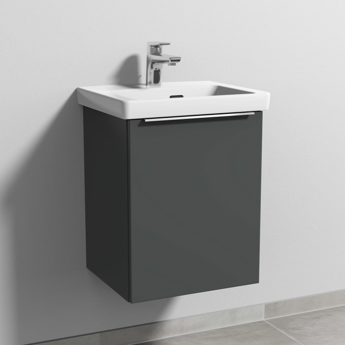 Sanipa 3way Keramikwaschtisch Subway 3.0 mit Waschtischunterschrank 45 x 37 cm, Türanschlag rechts