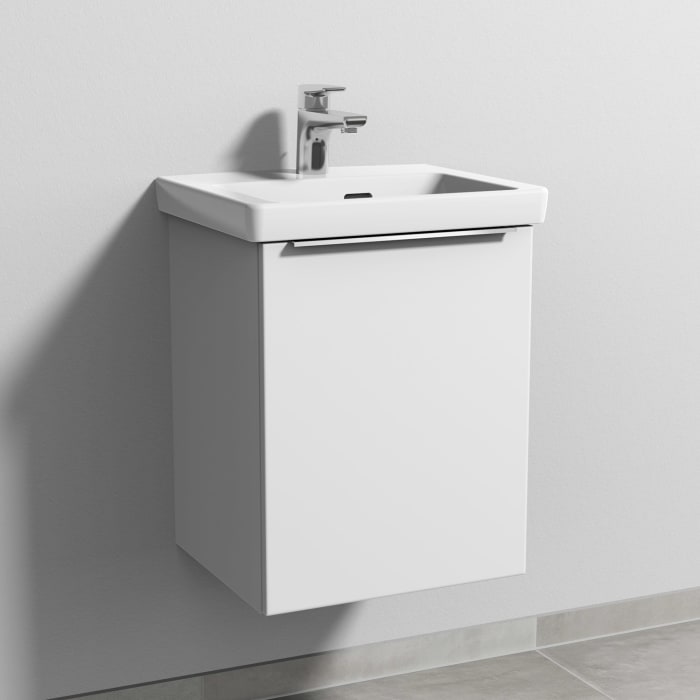 Sanipa 3way Keramikwaschtisch Subway 3.0 mit Waschtischunterschrank 45 x 37 cm, Türanschlag rechts