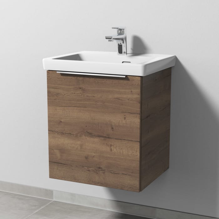 Sanipa 3way Keramikwaschtisch Subway 3.0 mit Waschtischunterschrank 50 x 40 cm, Türanschlag links