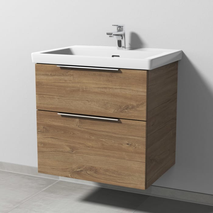 Sanipa 3way Keramikwaschtisch Subway 3.0 mit Waschtischunterschrank 65 x 47 cm, mit 2 Auszügen