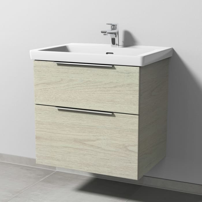 Sanipa 3way Keramikwaschtisch Subway 3.0 mit Waschtischunterschrank 65 x 47 cm, mit 2 Auszügen