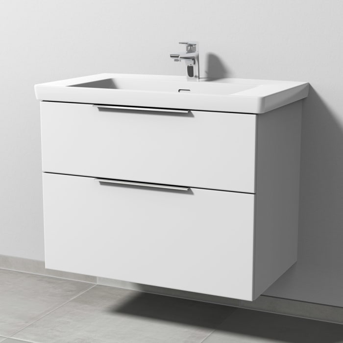 Sanipa 3way Keramikwaschtisch Subway 3.0 mit Waschtischunterschrank 80 x 47 cm, mit 2 Auszügen