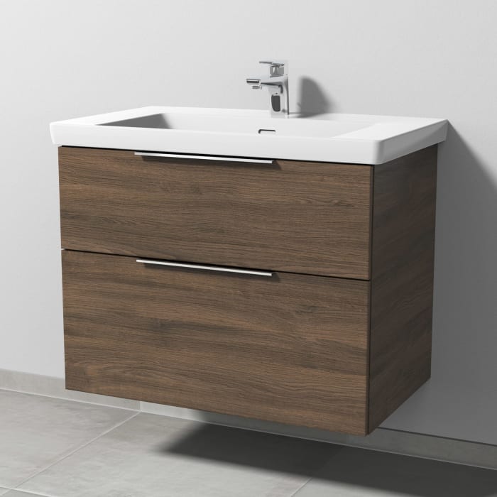 Sanipa 3way Keramikwaschtisch Subway 3.0 mit Waschtischunterschrank 80 x 47 cm, mit 2 Auszügen