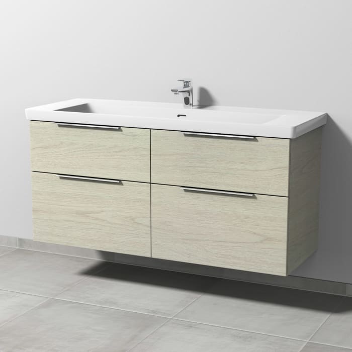 Sanipa 3way Keramikwaschtisch Subway 3.0 mit Waschtischunterschrank 130 x 47 cm, mit 4 Auszügen