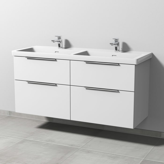 Sanipa 3way Keramik Doppelwaschtisch Subway 3.0 mit Waschtischunterschrank 130 x 47,5 cm, mit 4 Auszügen
