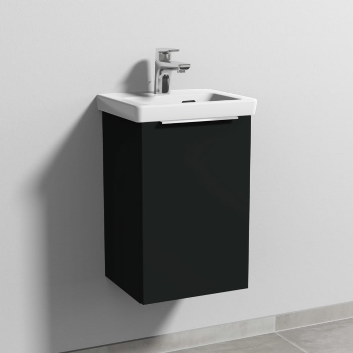 Sanipa 3way Keramikwaschtisch Subway 3.0 mit Waschtischunterschrank 37 x 30,5 cm, Türanschlag rechts