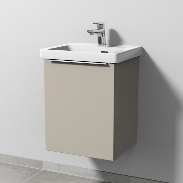 Sanipa 3way Keramikwaschtisch Subway 3.0 mit Waschtischunterschrank 45 x 37 cm, Türanschlag links